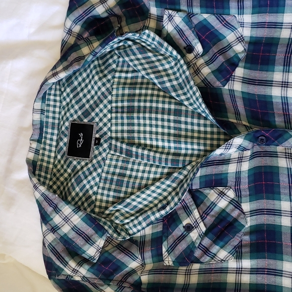 Rails Lined Plaid Button Front Shirt, Blue Green, Size M - Picture 14 of 15